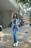 Quần dài jeans nữ ống suông cắt lai The Blues Q53989