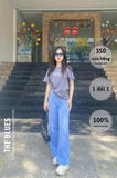 Quần dài jeans nữ ống suông lưng thun The Blues Q76254